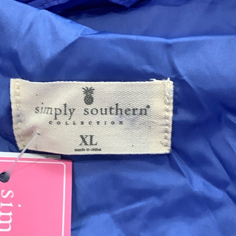 Simply Southern Periwinkle Blue Packable Puffer Vest NWT XL  Lightweight Travel - Picture 8 of 13